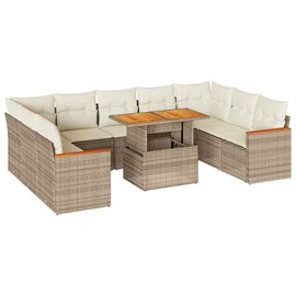 Maison exclusive - salon de jardin avec coussins 10pcs beige résine tressée acac