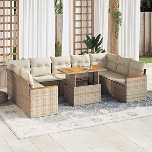Maison exclusive - salon de jardin avec coussins 10pcs beige résine tressée acac
