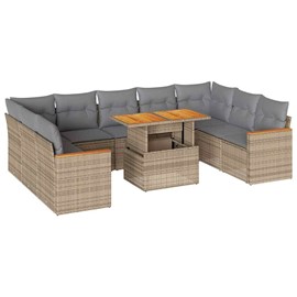 Maison exclusive - salon de jardin avec coussins 10pcs beige résine tressée acac