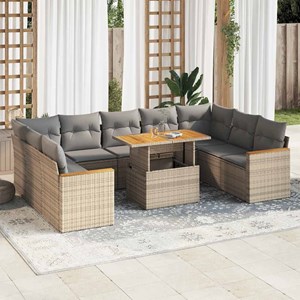 Maison exclusive - salon de jardin avec coussins 10pcs beige résine tressée acac