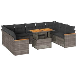 Maison exclusive - salon de jardin avec coussins 10 pcs gris résine tressée acac