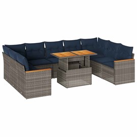 Maison exclusive - salon de jardin avec coussins 10 pcs gris résine tressée