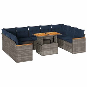 Maison exclusive - salon de jardin avec coussins 10 pcs gris résine tressée