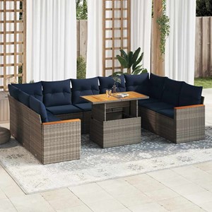 Maison exclusive - salon de jardin avec coussins 10 pcs gris résine tressée