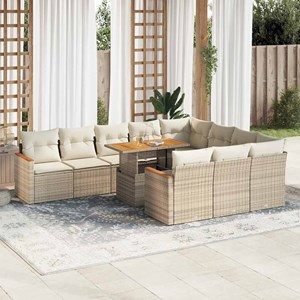 Maison exclusive - salon de jardin 11pcs avec coussins beige résine tressée acac