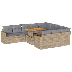 Maison exclusive - salon de jardin 11pcs avec coussins beige résine tressée acac