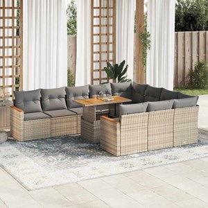 Maison exclusive - salon de jardin 11pcs avec coussins beige résine tressée acac