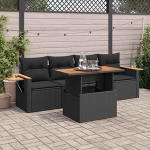 Maison exclusive - salon de jardin 5 pcs avec coussins noir résine tressée acaci
