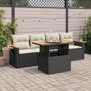Maison exclusive - salon de jardin 5 pcs avec coussins noir résine tressée acaci
