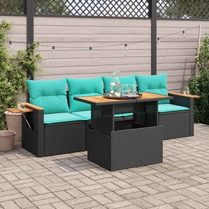 Maison exclusive - salon de jardin 5 pcs avec coussins noir résine tressée