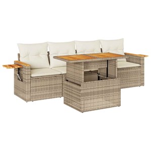 Maison exclusive - salon de jardin avec coussins 5 pcs beige résine tressée acac
