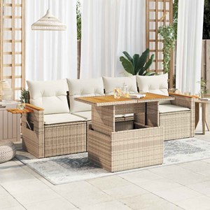 Maison exclusive - salon de jardin avec coussins 5 pcs beige résine tressée acac