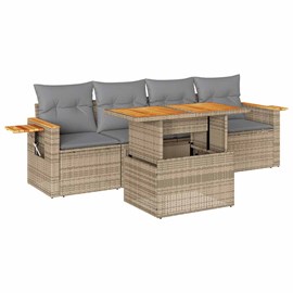 Maison exclusive - salon de jardin avec coussins 5 pcs beige résine tressée acac