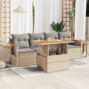 Maison exclusive - salon de jardin avec coussins 5 pcs beige résine tressée acac