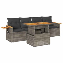 Maison exclusive - salon de jardin 5 pcs avec coussins gris résine tressée acaci