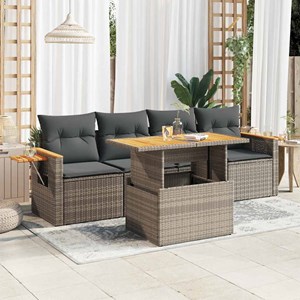 Maison exclusive - salon de jardin 5 pcs avec coussins gris résine tressée acaci