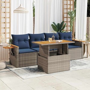 Maison exclusive - salon de jardin 5 pcs avec coussins gris résine tressée