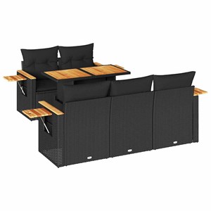 Maison exclusive - salon de jardin 6 pcs avec coussins noir résine tressée acaci