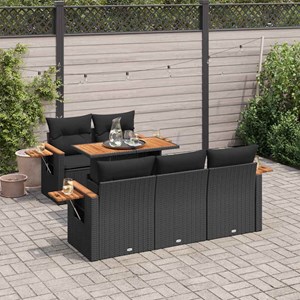 Maison exclusive - salon de jardin 6 pcs avec coussins noir résine tressée acaci
