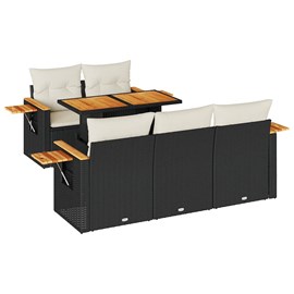 Maison exclusive - salon de jardin 6 pcs avec coussins noir résine tressée acaci