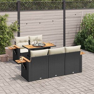 Maison exclusive - salon de jardin 6 pcs avec coussins noir résine tressée acaci
