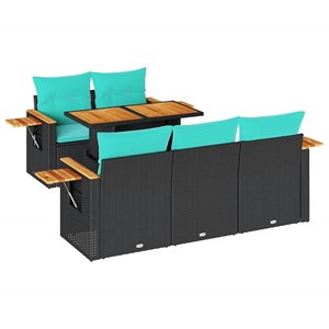 Maison exclusive - salon de jardin 6 pcs avec coussins noir résine tressée