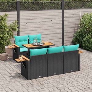 Maison exclusive - salon de jardin 6 pcs avec coussins noir résine tressée