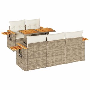 Maison exclusive - salon de jardin 6 pcs avec coussins beige résine tressée acac