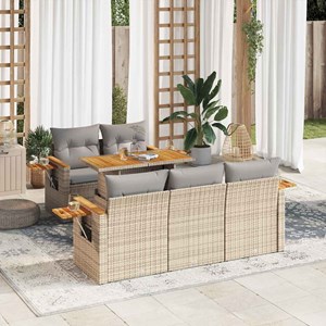 Maison exclusive - salon de jardin 6 pcs avec coussins beige résine tressée acac