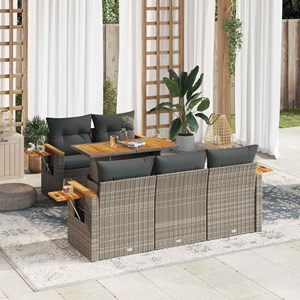 Maison exclusive - salon de jardin avec coussins 6 pcs gris résine tressée acaci
