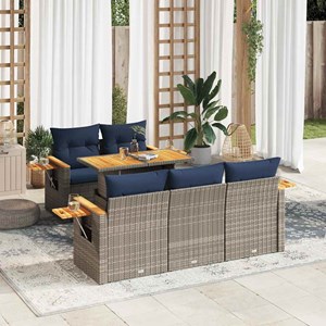 Maison exclusive - salon de jardin 6 pcs avec coussins gris résine tressée