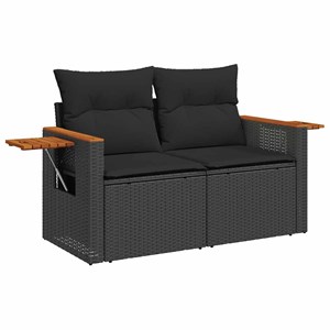 Maison exclusive - salon de jardin avec coussins 7 pcs noir résine tressée acaci