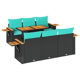 Maison exclusive - salon de jardin 7 pcs avec coussins noir résine tressée