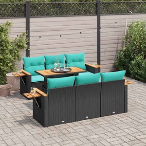 Maison exclusive - salon de jardin 7 pcs avec coussins noir résine tressée
