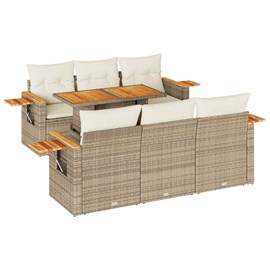 Maison exclusive - salon de jardin avec coussins 7 pcs beige résine tressée acac
