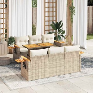 Maison exclusive - salon de jardin avec coussins 7 pcs beige résine tressée acac