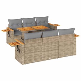 Maison exclusive - salon de jardin avec coussins 7 pcs beige résine tressée acac
