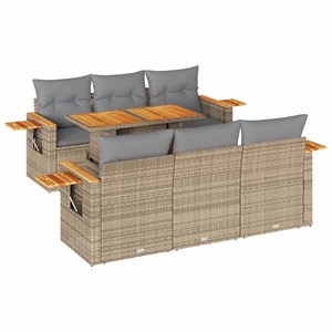 Maison exclusive - salon de jardin avec coussins 7 pcs beige résine tressée acac