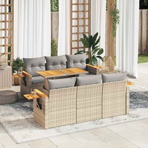 Maison exclusive - salon de jardin avec coussins 7 pcs beige résine tressée acac