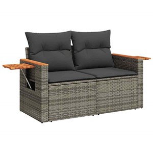 Maison exclusive - salon de jardin avec coussins 7 pcs gris résine tressée acaci