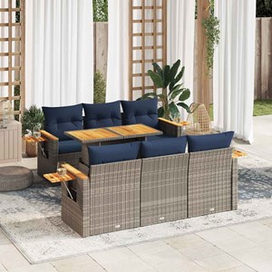 Maison exclusive - salon de jardin avec coussins 7 pcs gris résine tressée