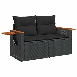 Maison exclusive - salon de jardin avec coussins 7 pcs noir résine tressée acaci