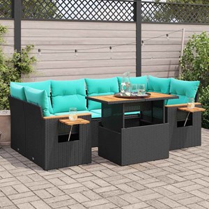 Maison exclusive - salon de jardin 7 pcs avec coussins noir résine tressée