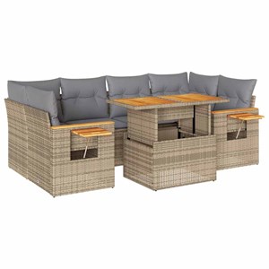 Maison exclusive - salon de jardin avec coussins 7 pcs beige résine tressée acac