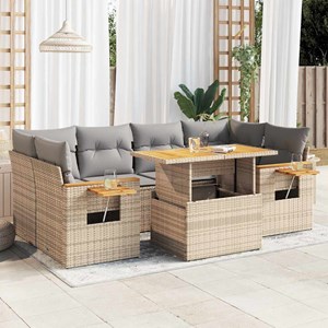 Maison exclusive - salon de jardin avec coussins 7 pcs beige résine tressée acac