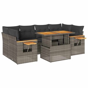 Maison exclusive - salon de jardin avec coussins 7 pcs gris résine tressée acaci