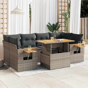 Maison exclusive - salon de jardin avec coussins 7 pcs gris résine tressée acaci