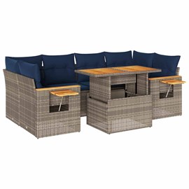 Maison exclusive - salon de jardin avec coussins 7 pcs gris résine tressée
