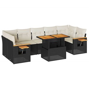 Maison exclusive - salon de jardin avec coussins 8 pcs noir résine tressée acaci