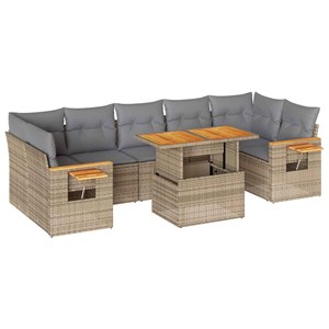 Maison exclusive - salon de jardin avec coussins 8 pcs beige résine tressée acac